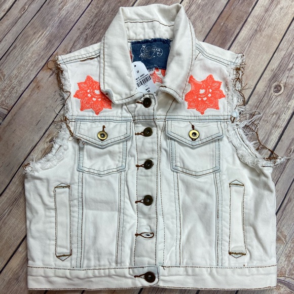 Carmar Denim Vest With Embroidery Woman'sXS NWT